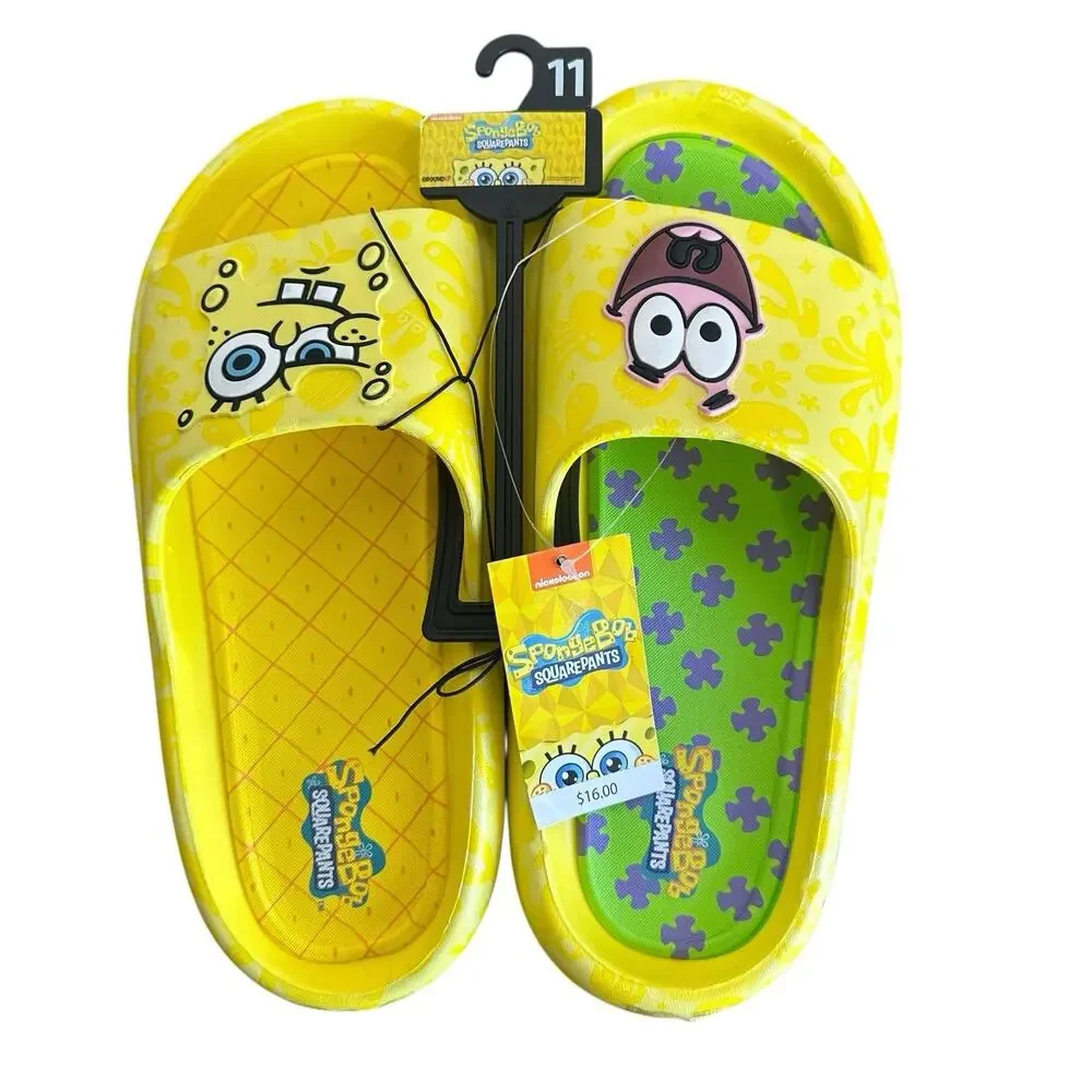 Ground Up Men’s Nickelodeon Sponge Bob Patrick Comfort Slides Yellow Size 11 NWT - Picture 3 of 10